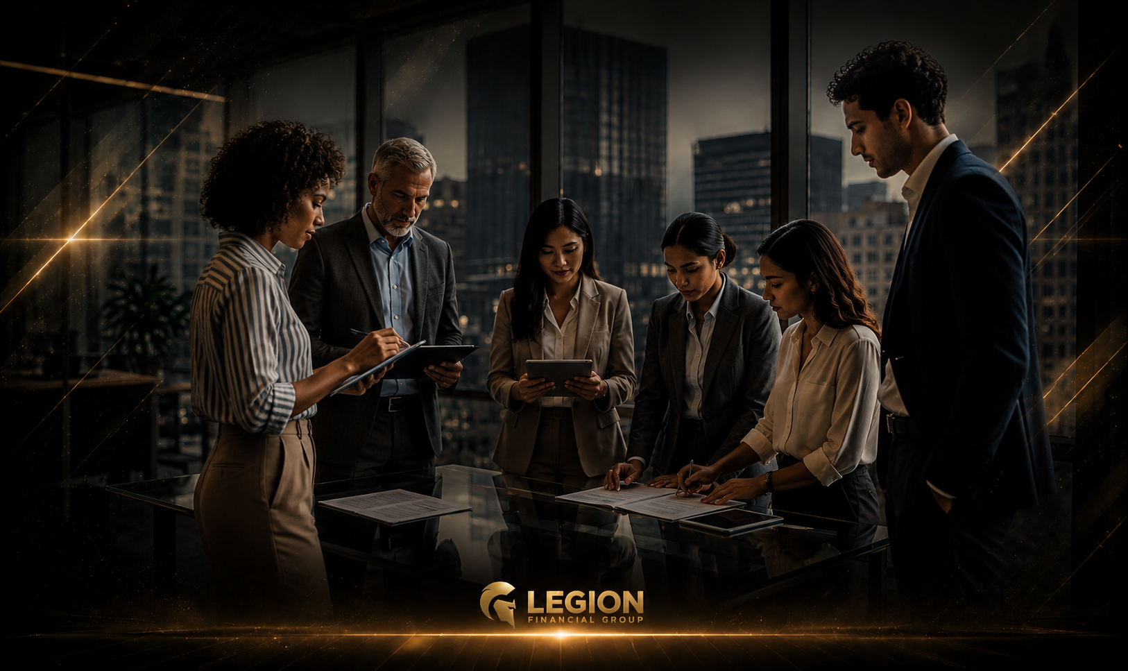 Prometheus Financial team collaborating around a conference table